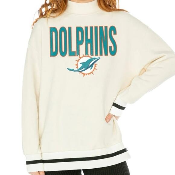 MIAMI DOLPHINS END ZONE ENVY MOCK NECK FLEECE PULLOVER Sz M out of stock item